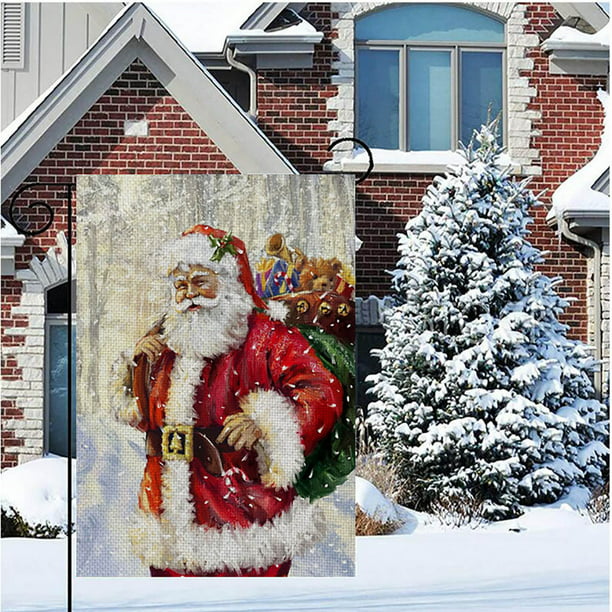 1PC Christmas Santa Claus Flags Indoor Outdoor Home Garden Party Xmas Decor 